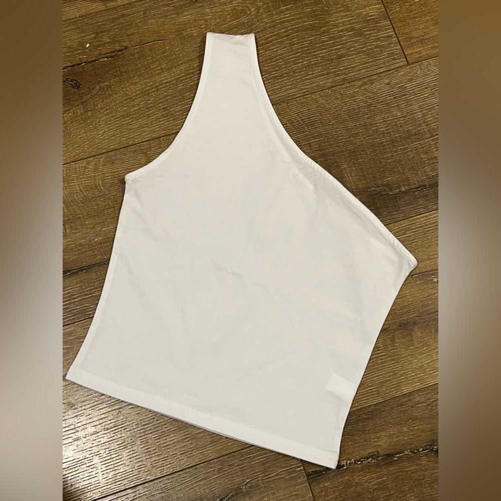 White one shoulder tank